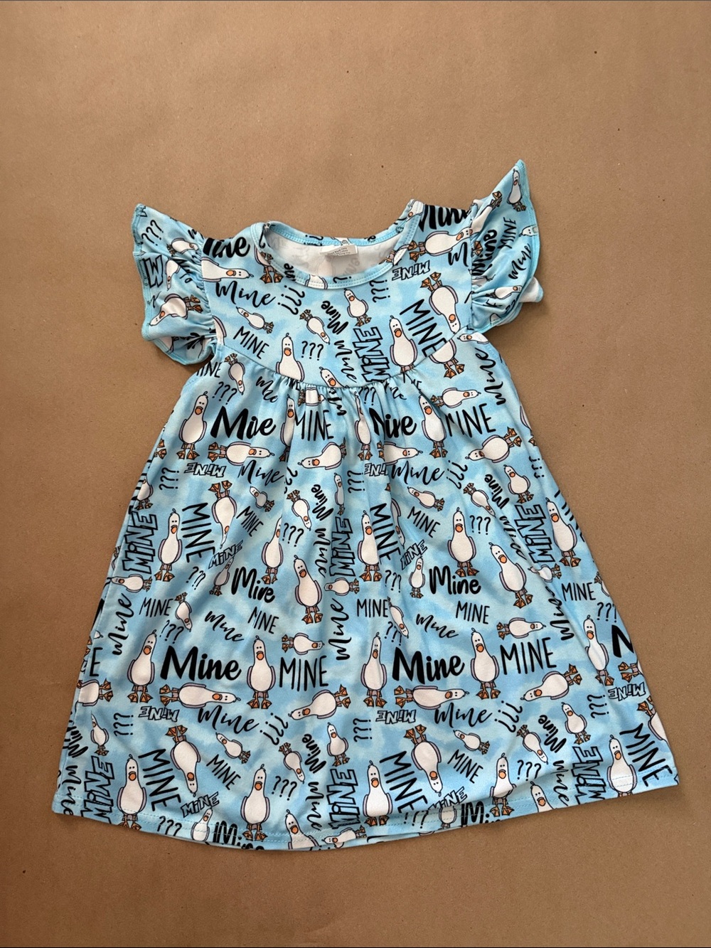 Disney Nemo inspired Light Blue Seagull Print Casual Kids Dress